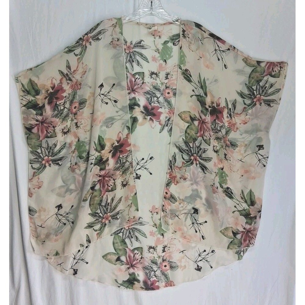 Vintage Emory Park Sheer Floral Kimono Med USA Cover Up Lit Chic Maximalist